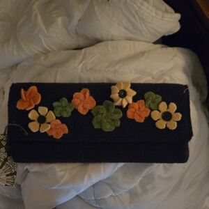 Elegant Navy Floral Clutch